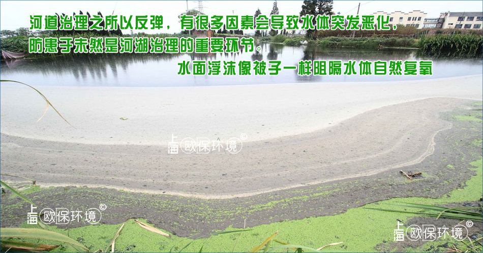 浮沫覆盖水面,会阻断空气与水面接触,影响水体自然复氧 浮沫覆盖水面,会阻断空气与水面接触,影响水体自然复氧